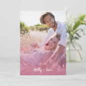 Save The Date Pink Trendy Transparency Effect Photo Couple (Debout devant)