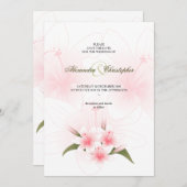 Save The Date Pink & White Lys Mariage Enregistrer La Date Annon (Devant / Derrière)