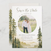 Save The Date Pins de forêt photo Mariage chrétien (Devant / Derrière)