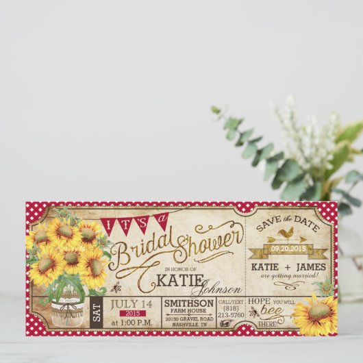 Save The Date Pique-Nique Champêtre Tournesols Fête de Mariage R (Debout devant)