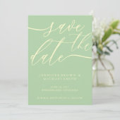 Save The Date Pistachio & Cream Wedding Custom Photo Calligraphy (Debout devant)