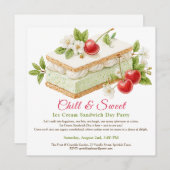 Save The Date Pistachio Crème glacée Sandwich Day Aquarelle (Devant / Derrière)