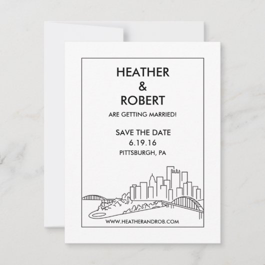 Save The Date Pittsburgh Enregistrer la date - Skyline (noir) (Devant)