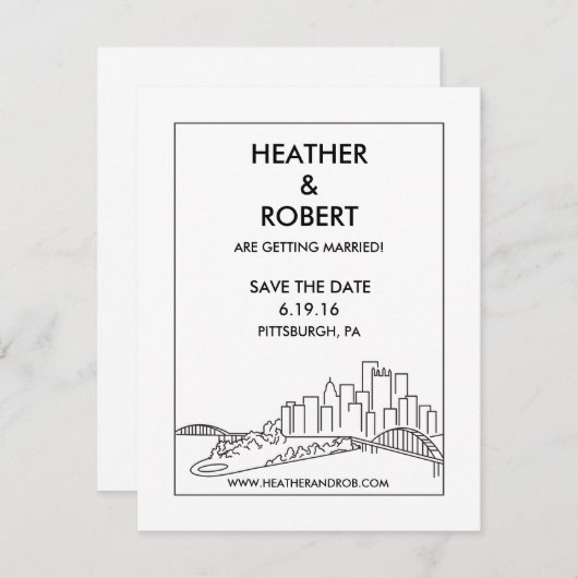 Save The Date Pittsburgh Enregistrer la date - Skyline (noir) (Devant / Derrière)