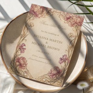 Save The Date Pivoine Botanique Vintage