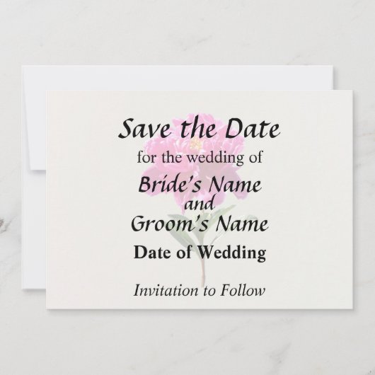 Save The Date Pivoine Rose Clair (Devant)