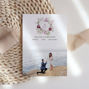 Save The Date Pivoines Image Florale Rose Bourgogne Faire Part d