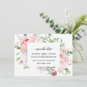 Save The Date Pivoines Rose Blush Fleurir Mariage Calligraphie (Debout devant)