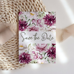 Save The Date Pivoines Rose Bourgogne Fleurie Enregistrer La Dat