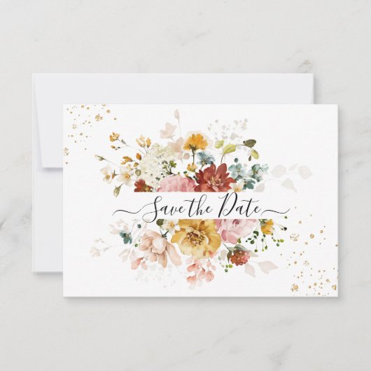 Save The Date PixDezines Aquarelle Automne Fleurs de Jardin (Devant)