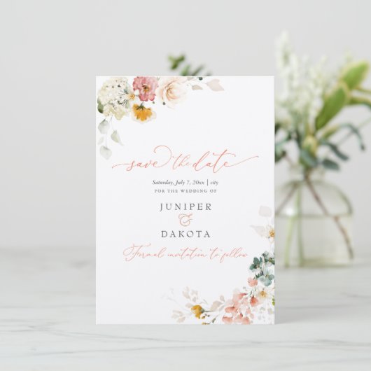 Save The Date PixDezines Aquarelle Automne Fleurs de Jardin (Debout devant)