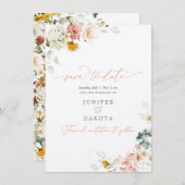 Save The Date PixDezines Aquarelle Automne Fleurs de Jardin (Devant / Derrière)