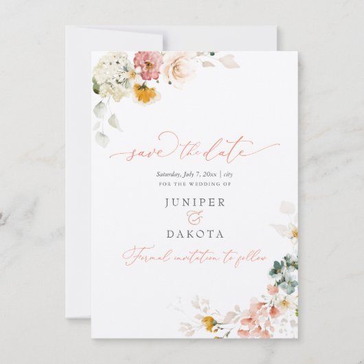 Save The Date PixDezines Aquarelle Automne Fleurs de Jardin (Devant)