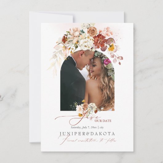 Save The Date PixDezines Aquarelle Automne Fleurs de Jardin (Devant)