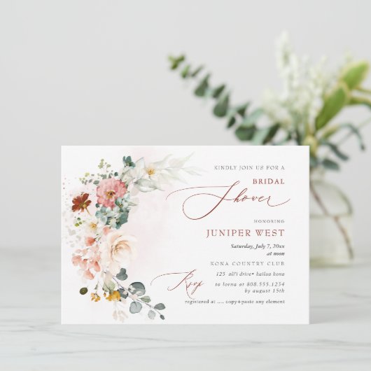 Save The Date PixDezines Aquarelle Automne Jardin Fleurs Nuptial (Debout devant)