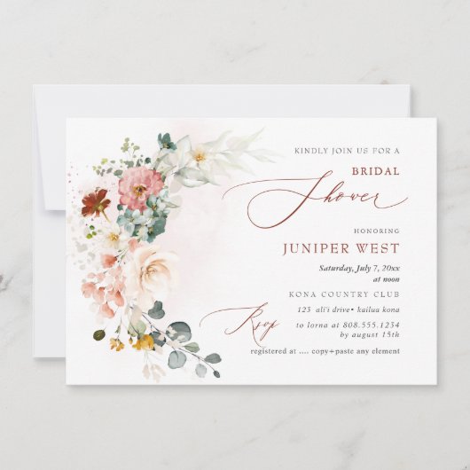 Save The Date PixDezines Aquarelle Automne Jardin Fleurs Nuptial (Devant)