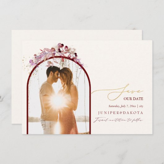 Save The Date PixDezines Aquarelle Autumn Eucalyptus Wreath (Devant / Derrière)