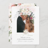 Save The Date PixDezines Aquarelle Crème Bleu Roses Enregistrer  (Devant / Derrière)