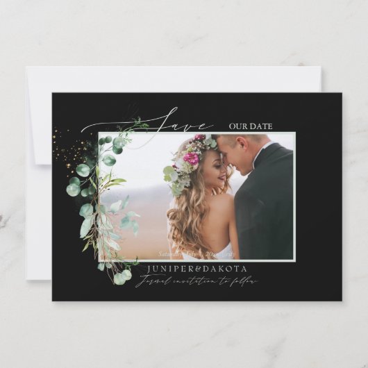 Save The Date PixDezines Aquarelle Eucalyptus Wreath Verdure S (Devant)