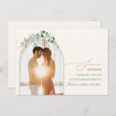 Save The Date PixDezines Aquarelle Eucalyptus Wreath Vert (Devant / Derrière)