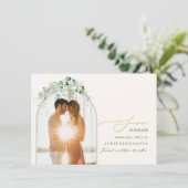 Save The Date PixDezines Aquarelle Eucalyptus Wreath Vert (Debout devant)