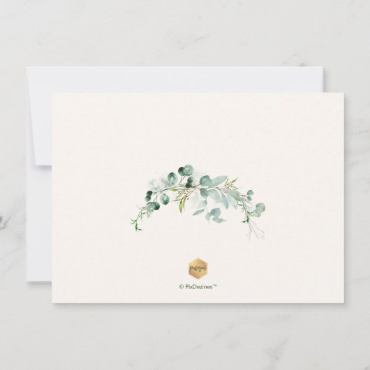 Save The Date PixDezines Aquarelle Eucalyptus Wreath Vert (Dos)