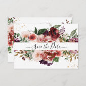 Save The Date PixDezines Aquarelle Marsala Rouge Automne Aimer E (Devant / Derrière)