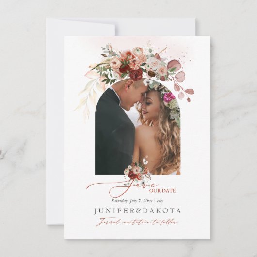 Save The Date PixDezines Aquarelle Marsala Rouge Automne Aimer E (Devant)