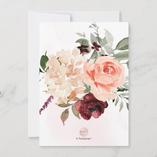 Save The Date PixDezines Aquarelle Marsala Rouge Automne Amour (Dos)