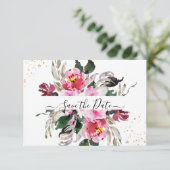 Save The Date PixDezines Aquarelle rose Peonies rouges (Debout devant)