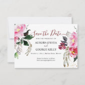 Save The Date PixDezines Aquarelle rose Peonies rouges (Dos)