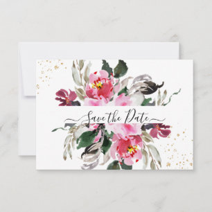 Save The Date PixDezines Aquarelle rose Peonies rouges