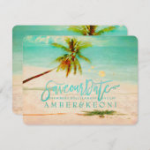 Save The Date PixDezines Beach/Ocean/Palm Tree/Enregistrer la da (Devant / Derrière)