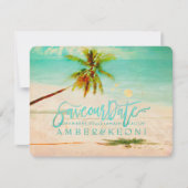 Save The Date PixDezines Beach/Ocean/Palm Tree/Enregistrer la da (Devant)