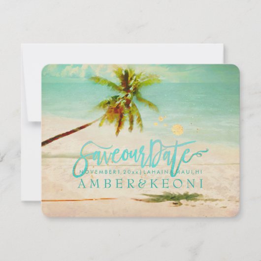 Save The Date PixDezines Beach/Ocean/Palm Tree/Enregistrer la da (Devant)