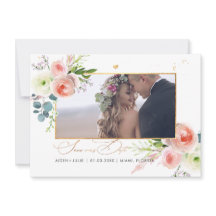 PixDezines Bleu Pink Peonies Enregistrer La Date