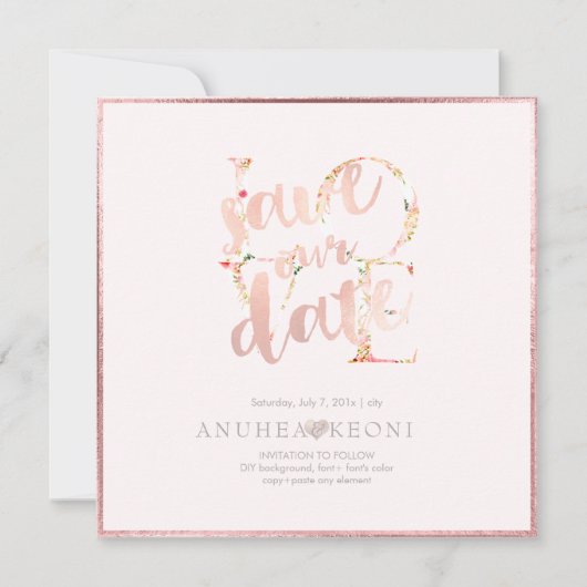 Save The Date PixDezines BOTANICA LOVE SAVE DATE|BLUSH PINK (Devant)