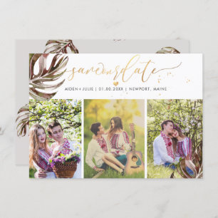 Save The Date PixDezines Bourgogne Monstera Faux Gold