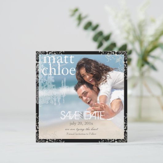 Save The Date PixDezines Chadelier+Filigree/enregistrer la date/ (Debout devant)