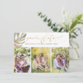 Save The Date PixDezines Dusty Blue Monstera Faux Metallic (Debout devant)