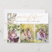 Save The Date PixDezines Dusty Blue Monstera Faux Metallic (Devant)