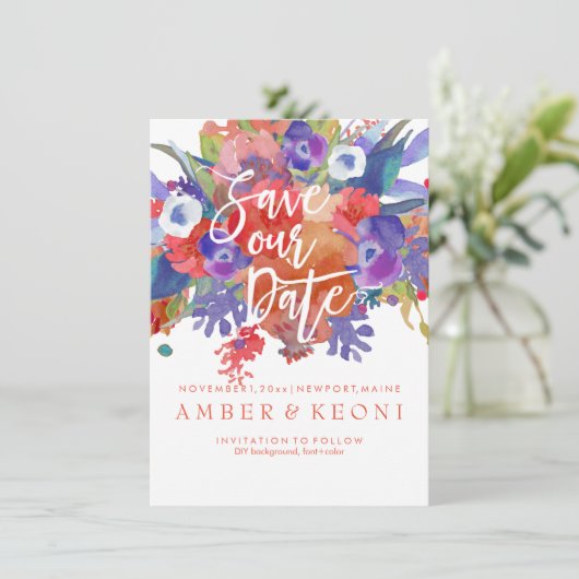 Save The Date PixDezines Enregistrer la date/aquarelle florale/a (Debout devant)