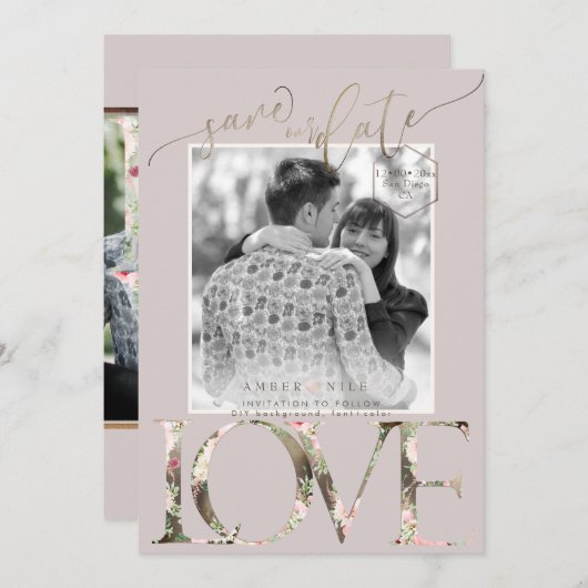 Save The Date PixDezines Enregistrer la date/Botanica Love (Devant / Derrière)