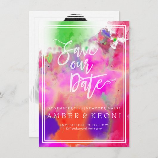 Save The Date PixDezines Enregistrer la date/Couleur Couleur Cou (Devant / Derrière)