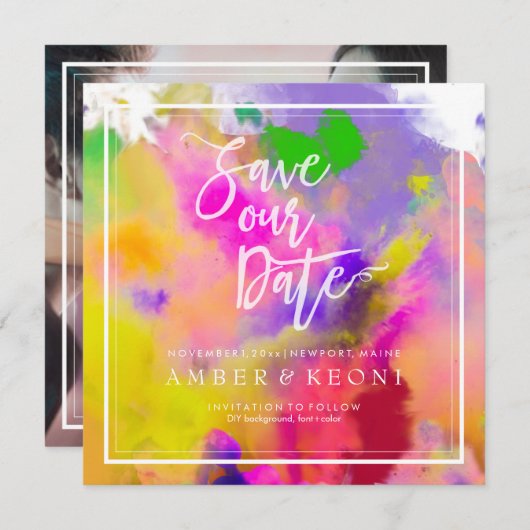 Save The Date PixDezines Enregistrer la date/Couleur Couleur Cou (Devant / Derrière)