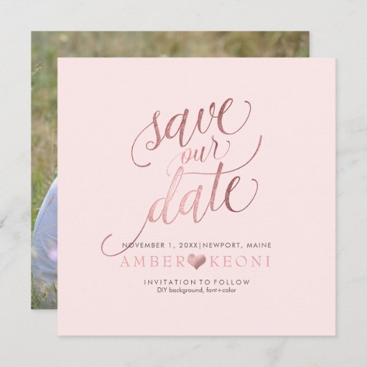 Save The Date PixDezines Enregistrer la date/Faux Rose Gold/do-i (Devant / Derrière)
