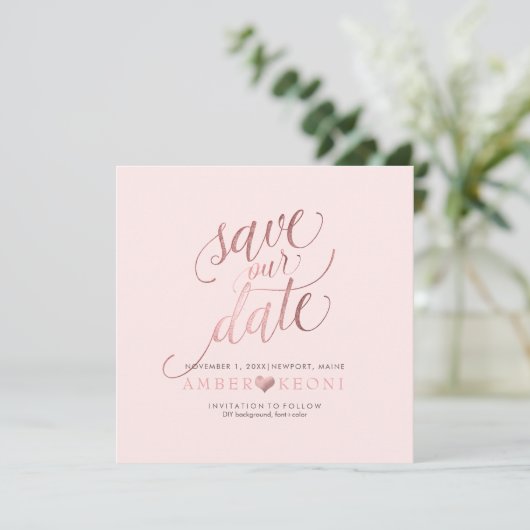 Save The Date PixDezines Enregistrer la date/Faux Rose Gold/do-i (Debout devant)