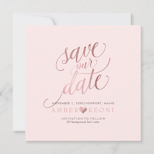 Save The Date PixDezines Enregistrer la date/Faux Rose Gold/do-i (Devant)