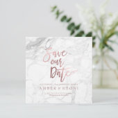 Save The Date PixDezines Enregistrer la date Faux Rose Gold+Marb (Debout devant)