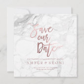 Save The Date PixDezines Enregistrer la date Faux Rose Gold+Marb (Devant)
